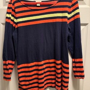 💙💙J. Crew 3/4 Length Sleeve Shirt - Navy, Orange, and Yellow Stripes